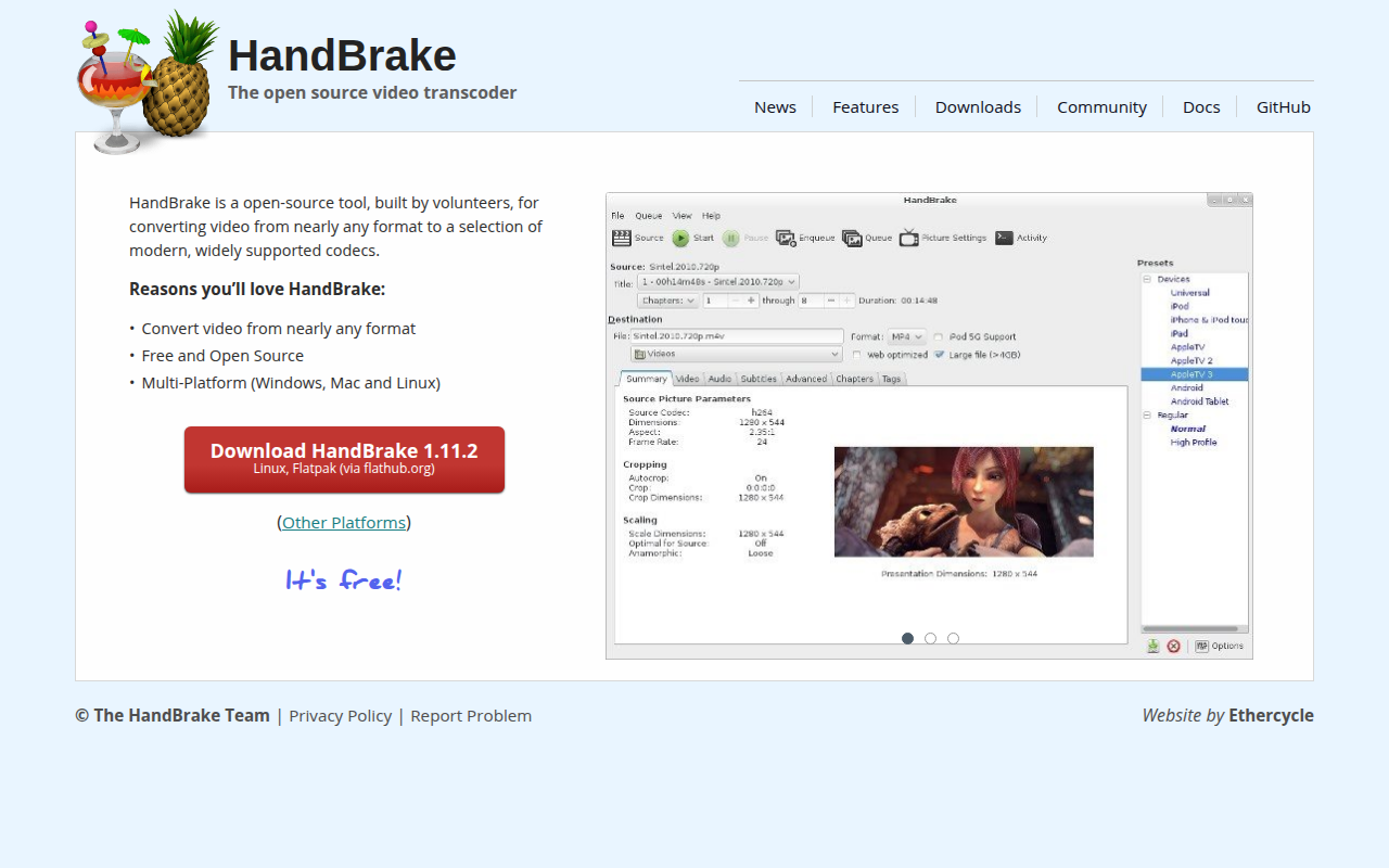 the finished result panel showing original size, compressed size, and percent smaller, with the Download button visible
