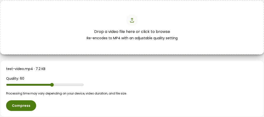 a video file loaded into the compress video tool