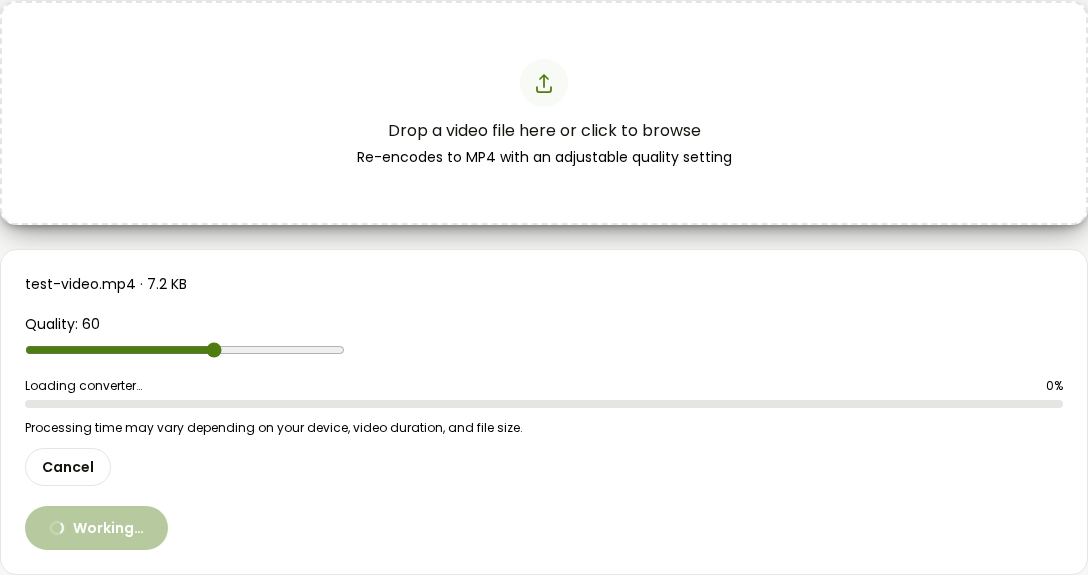 the compress video tool showing original size versus compressed size after finishing
