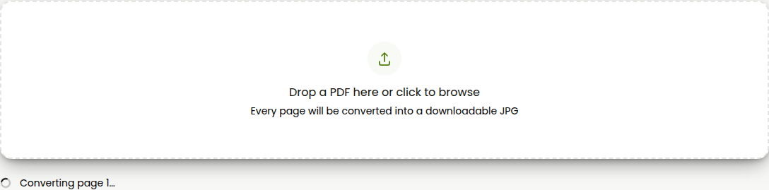 dropping a PDF file into AI Convertly's PDF to JPG tool