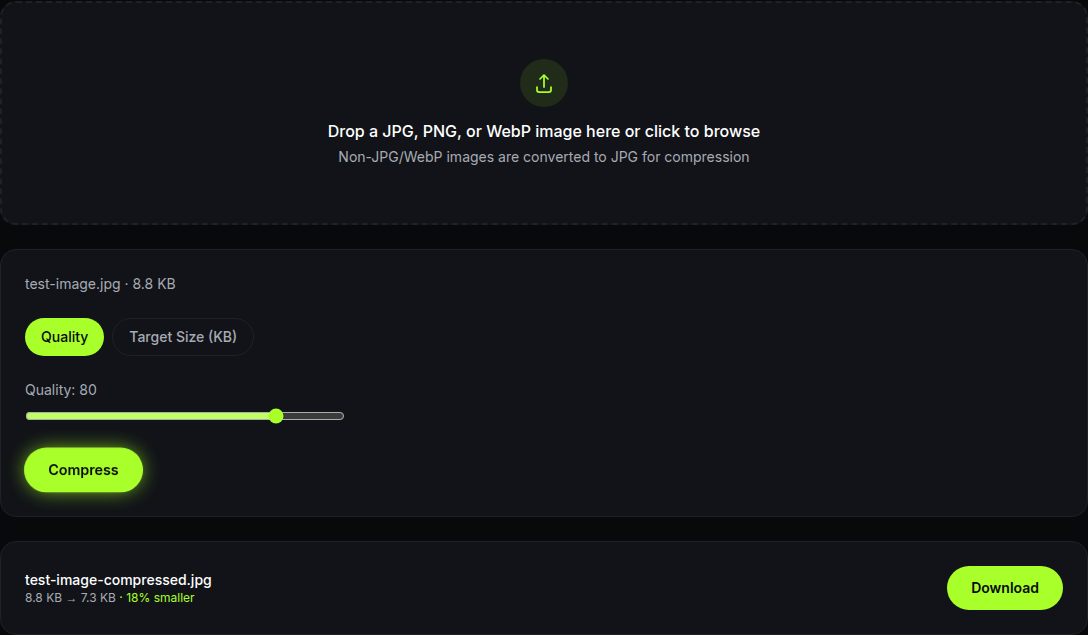 clicking Download on the finished compressed file
