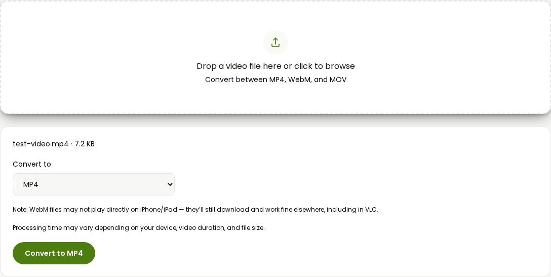 a video file loaded into AI Convertly's video converter, filename and size shown